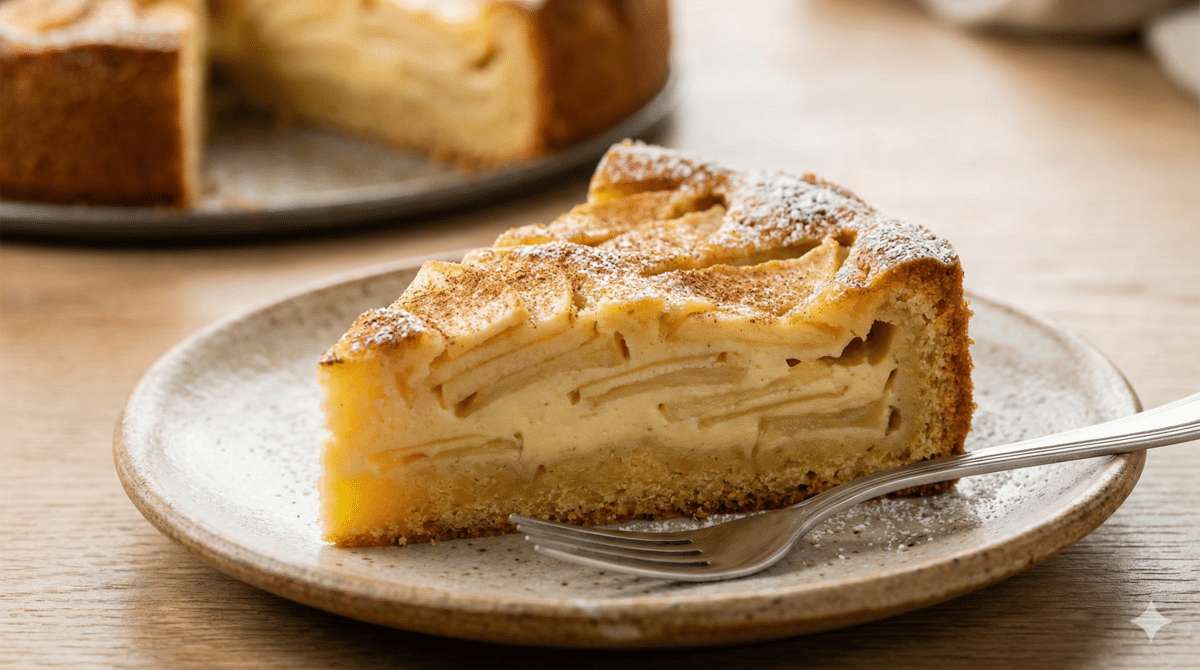 Moelleux, fondant, inratable : le gâteau-flan aux pommes à la texture flan et au cœur très fruité