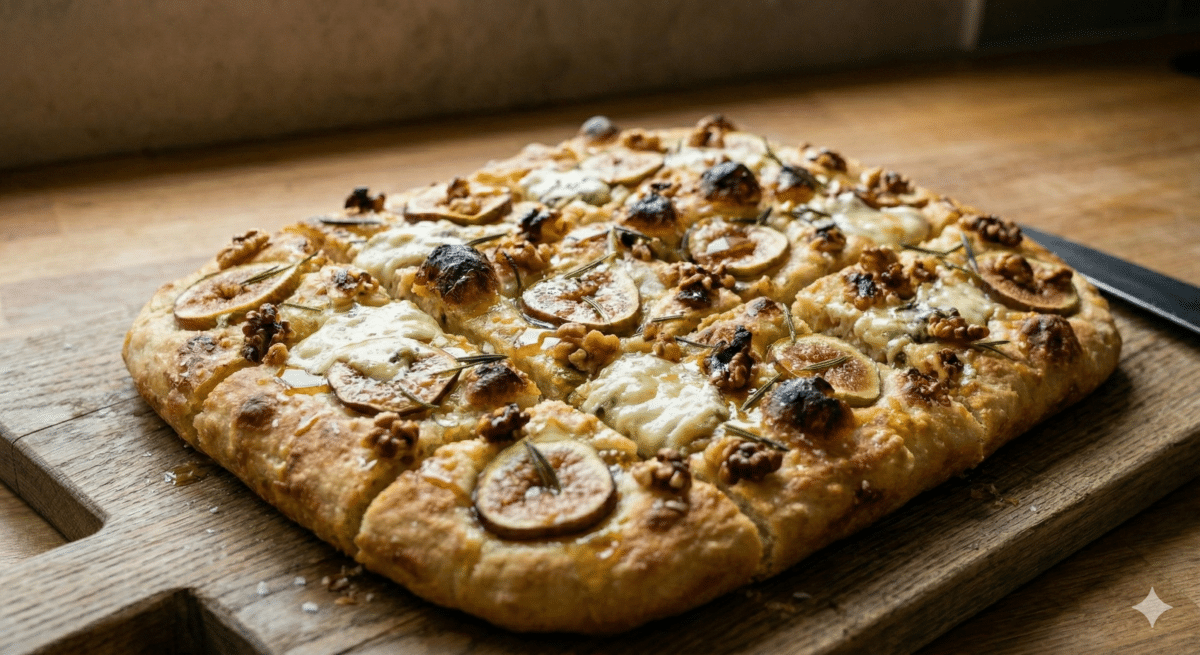 Mortadelle, burrata et pistaches : une pinsa maison ultra gourmande qui fait voyager votre four en Italie