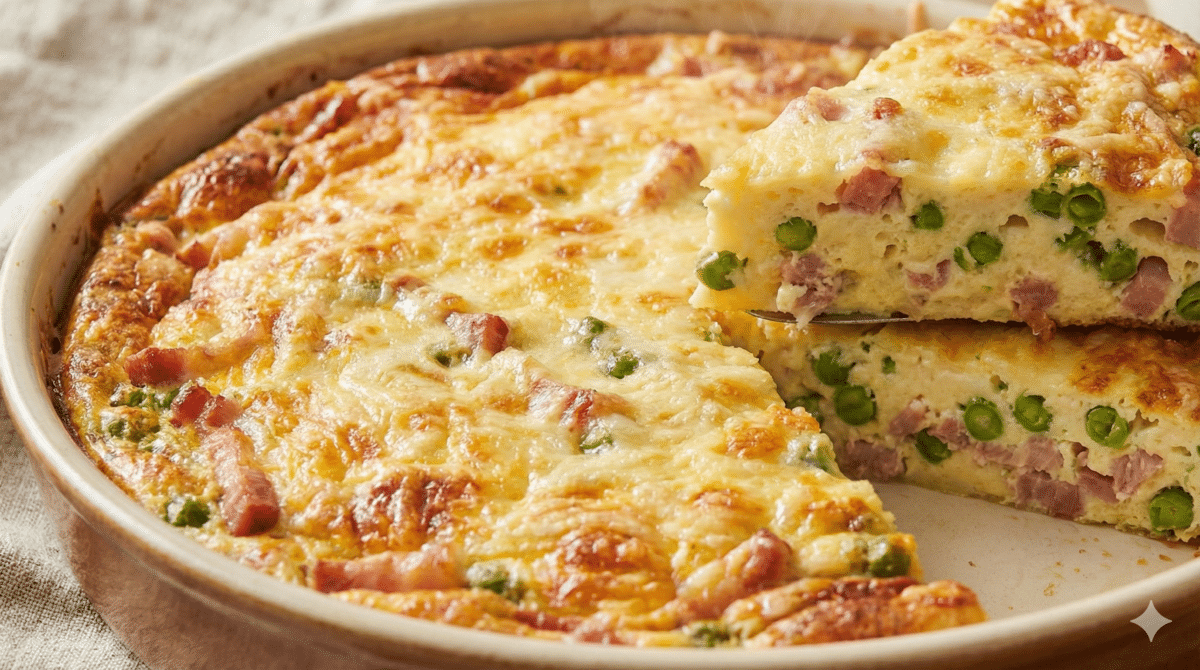 Quiche express sans pâte aux lardons et petits pois : un dîner complet et réconfortant prêt en 15 minutes