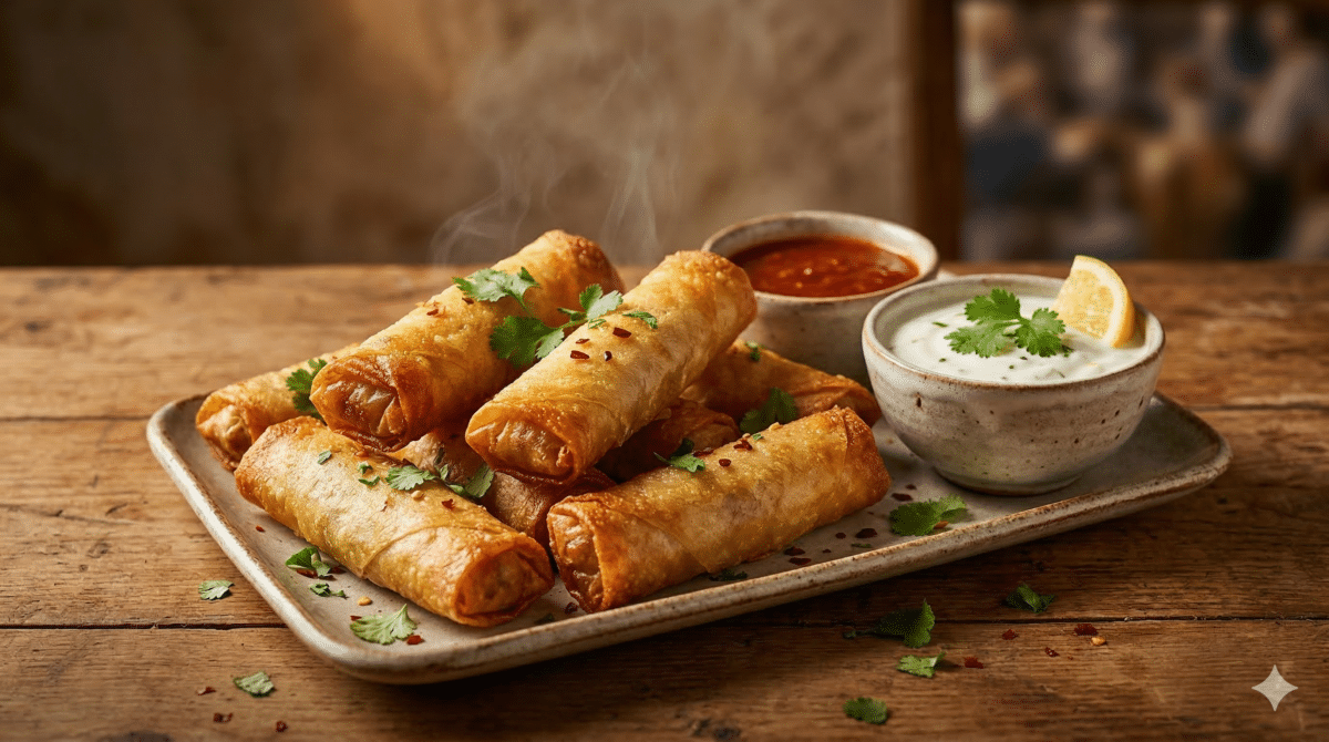 Cigares croustillants aux crevettes et à l’ail : une bouchée dorée et parfumée à partager à l’apéritif