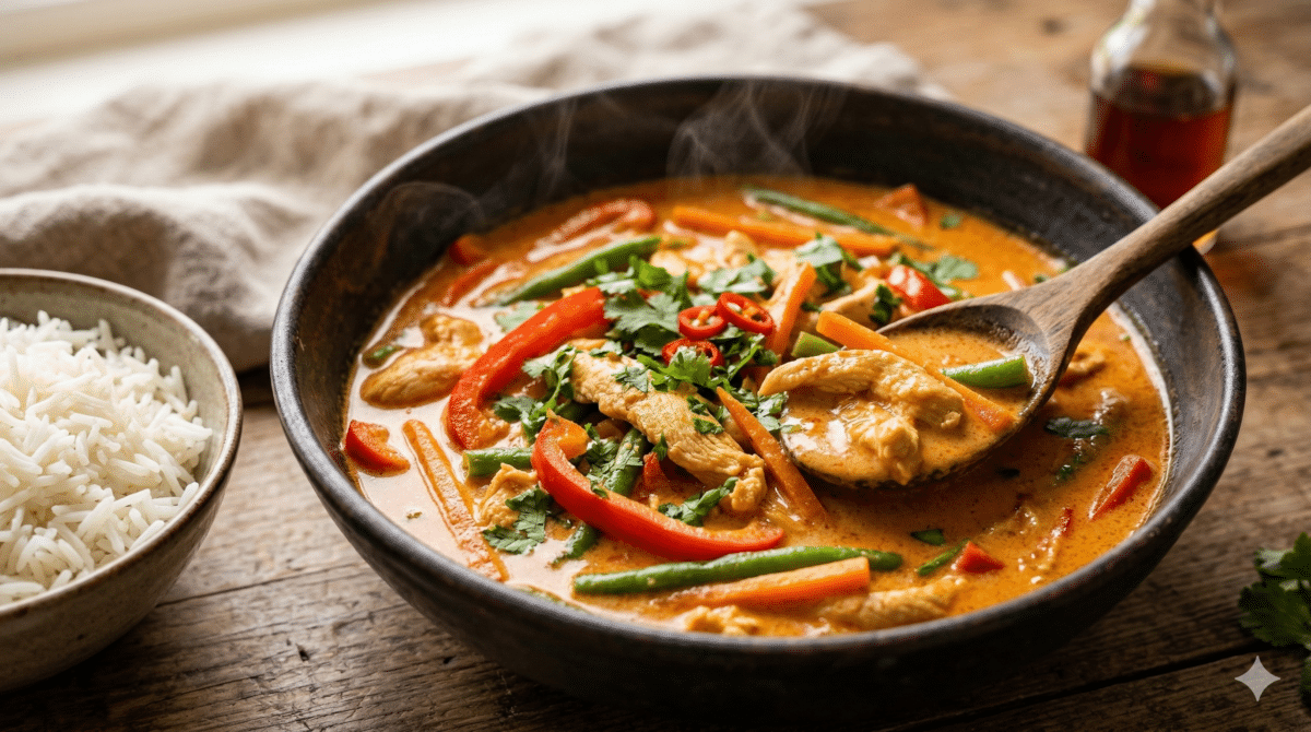 Curry thaï au gingembre et lait de coco : un plat tout simple qui réchauffe la table à chaque cuillerée