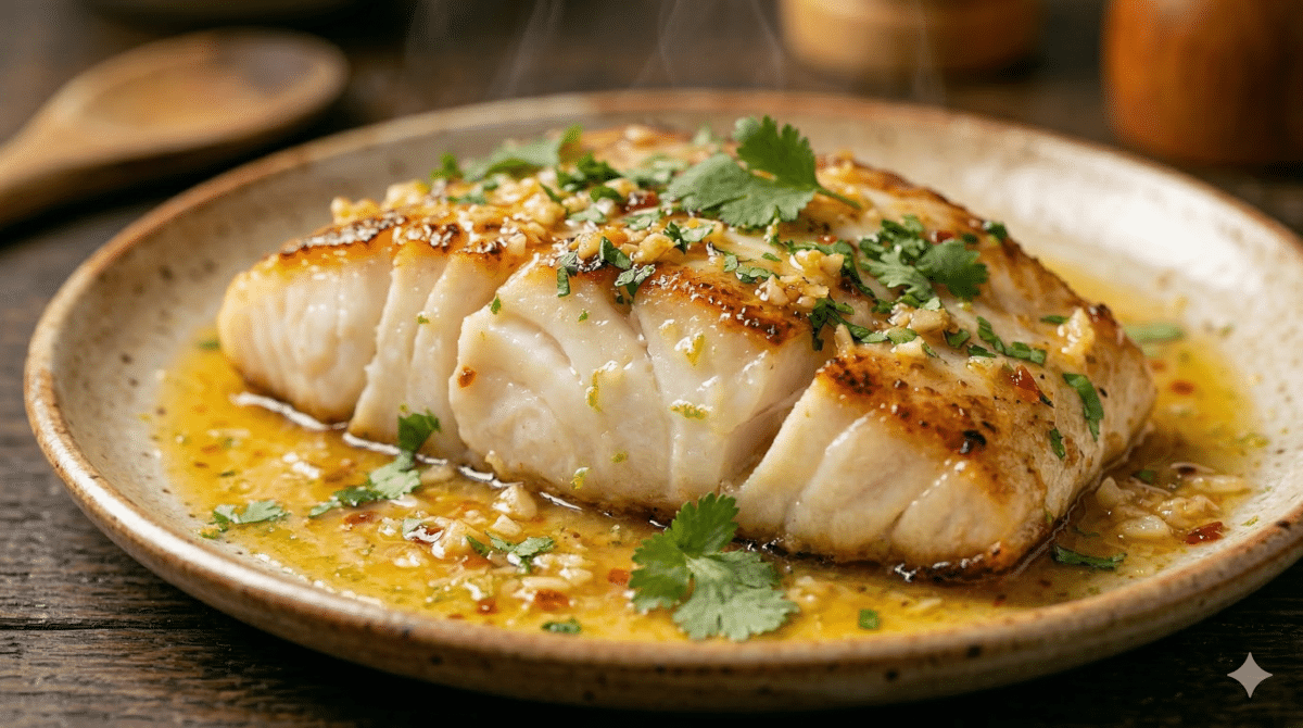 Filets de cabillaud au beurre d’ail, sauce chili douce et citron vert : un plat parfumé et réconfortant