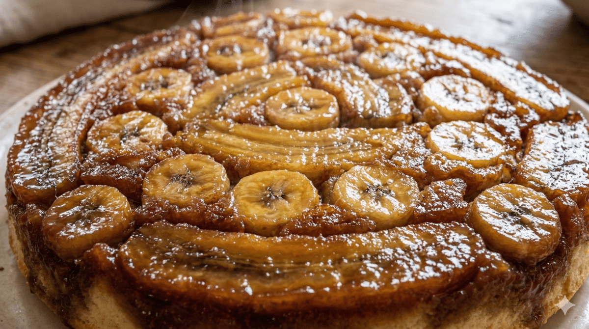 Gâteau renversé à la banane : dessus caramélisé, gâteau moelleux