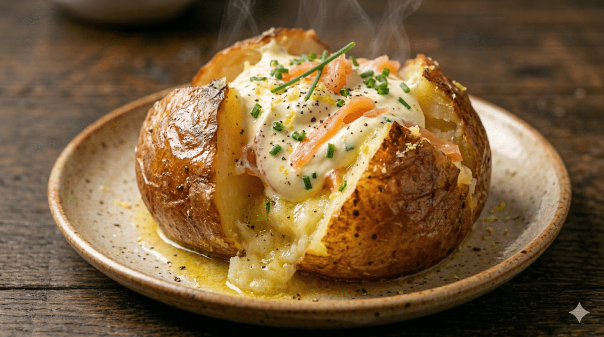 Jacket potato au saumon fumé : la recette facile pour une pomme de terre au cœur fondant et ultra gourmand