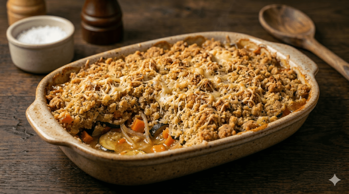 Oubliez le gratin classique : testez ce crumble salé au cœur fondant et croûte craquante