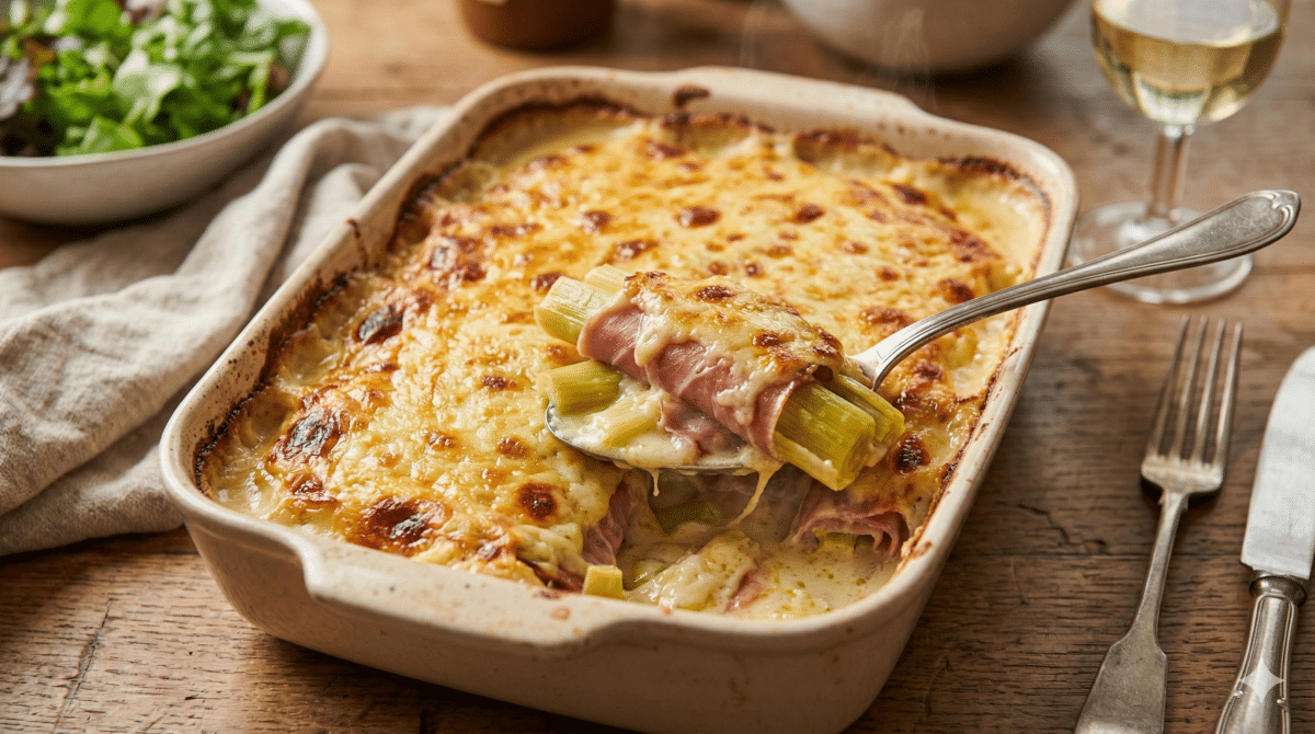 Poireaux gratinés au jambon Serrano et Comté : un plat réconfortant qui illumine les soirs d’hiver