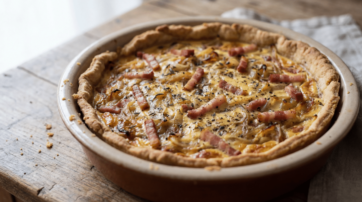 Tarte alsacienne aux oignons confits : la recette traditionnelle qui parfume la maison et réconforte tout le monde