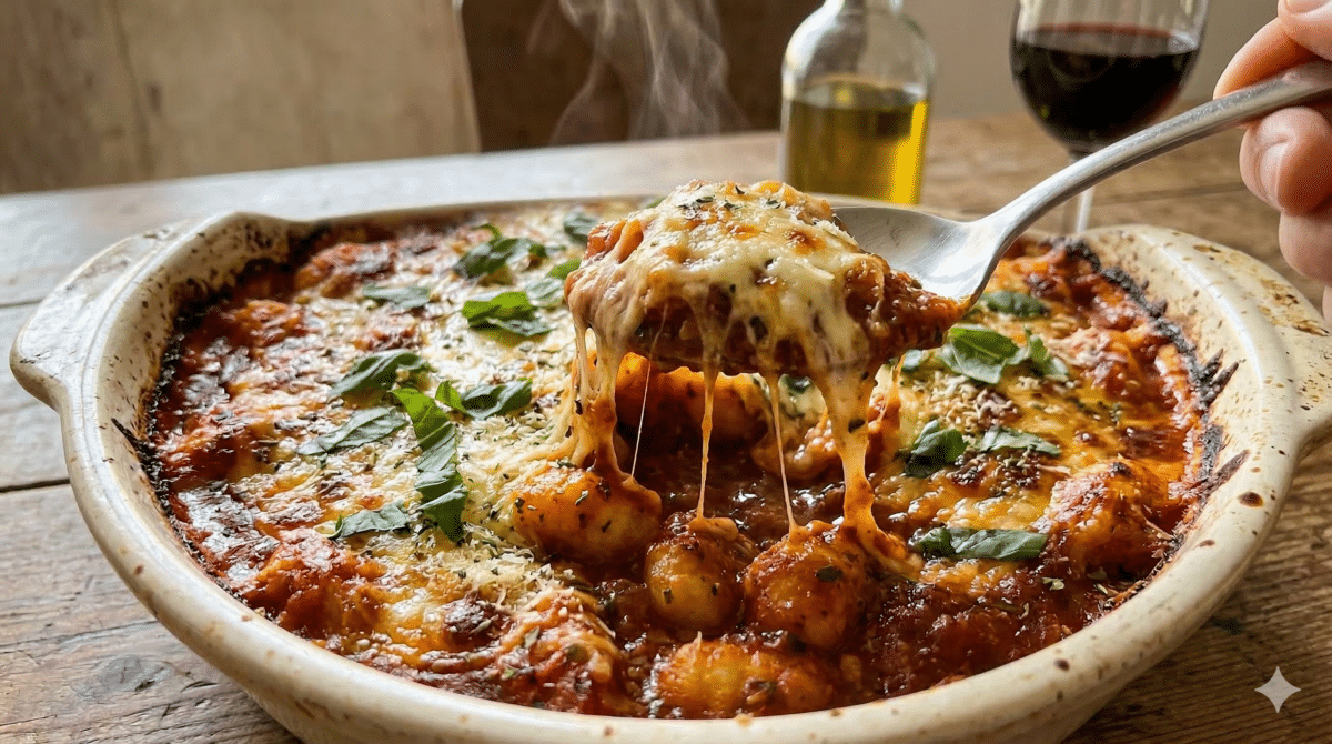 Tomate fondante, ricotta moelleuse et mozzarella filante : un gratin de gnocchis pour un dîner à l’italienne